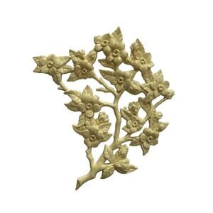 Vintage Burwood Floral Wall Decor, 1986 Cream Branch Style, Plastic Art Panel
